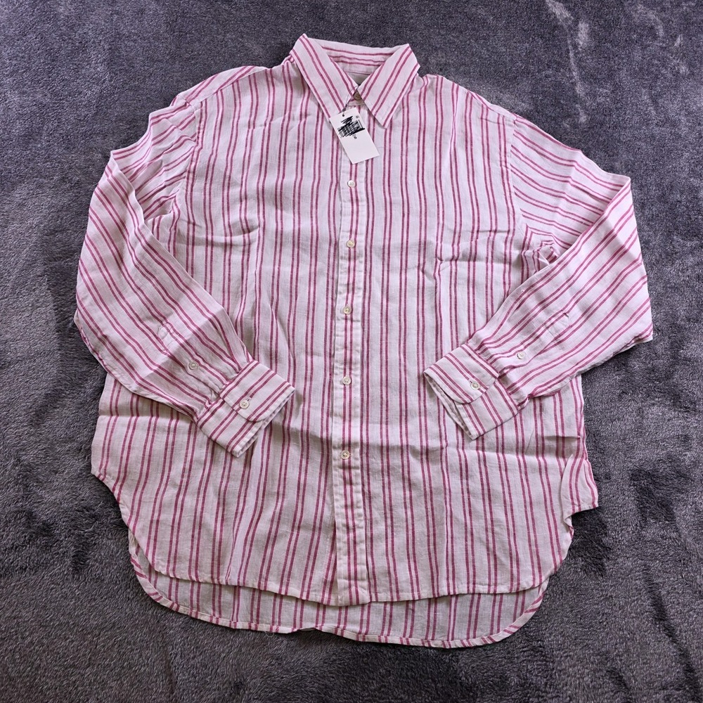 Polo Ralph Lauren Oversize Linen Striped Shirt Womens S Vacation Boracay Resort